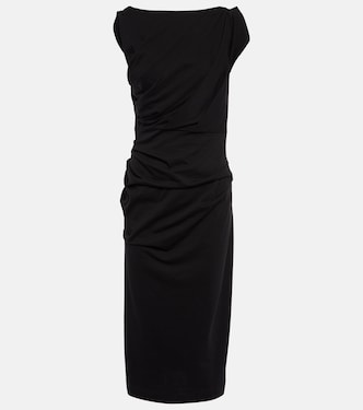 Gathered cotton jersey midi dress | Dries Van Noten