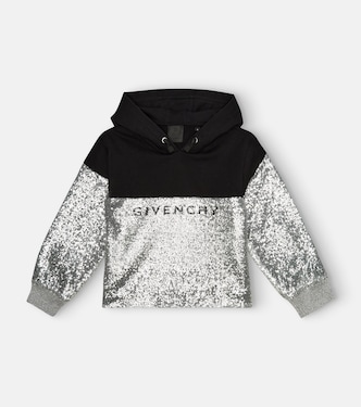 Sequined logo cotton-blend hoodie | Givenchy Kids