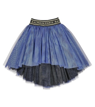 Gonna in tulle con logo | Balmain Kids