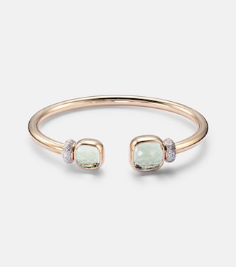 Nudo 18kt rose gold bangle with prasiolites and diamonds | Pomellato