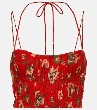 Reyes printed cotton and silk crop top | SIR