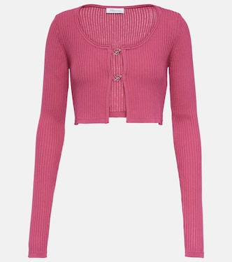 Logo ribbed-knit cropped cardigan | Blumarine