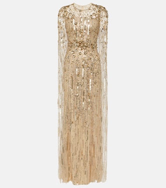 Ruby caped sequined gown | Jenny Packham