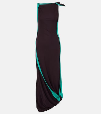 Asymmetric draped jersey midi dress | Victoria Beckham