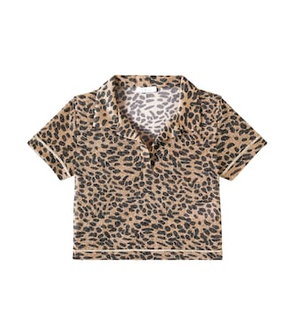 Lumière leopard-print lamé polo shirt | Oséree Kids