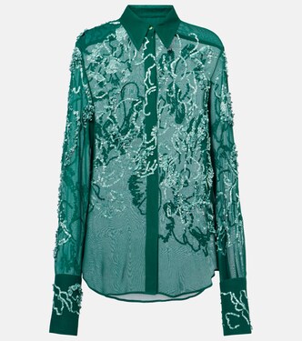 Embellished semi-sheer shirt | Dries Van Noten