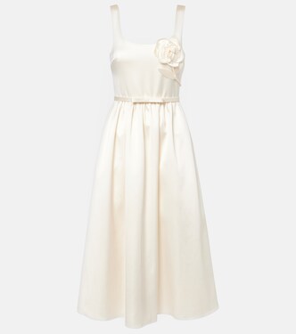 Robe midi de mariée en satin à fleurs | Self-Portrait