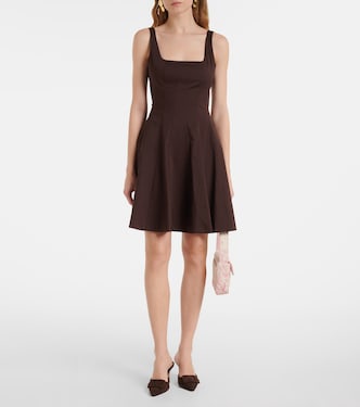 staud wells dress brown cotton minidress in - staud pink dress