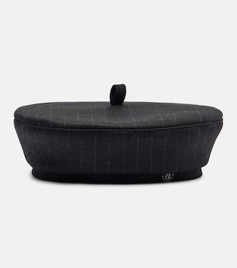 Pinstriped wool-blend beret | Ruslan Baginskiy