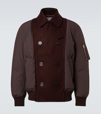 Double-breasted wool puffer jacket | Sacai
