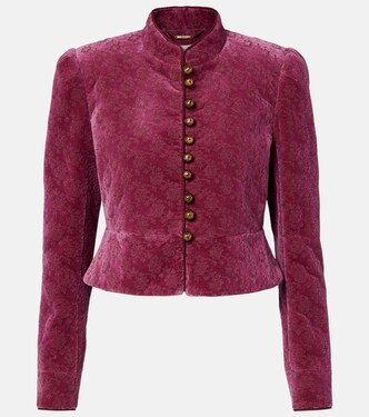 Floral cropped cotton velvet jacket  | Chloé