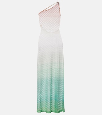 Open-knit one-shoulder lamé beach cover-up | Missoni