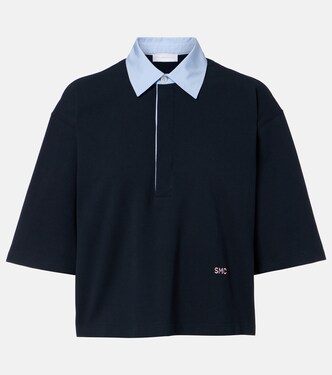 Cropped cotton piqué polo shirt | Stella McCartney