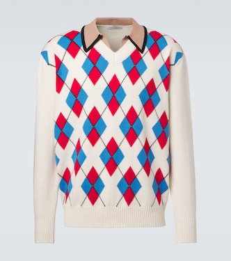 Polo en coton et laine à motif Argyle | Dries Van Noten