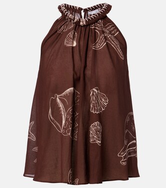 Cleo printed halterneck cotton top | Poupette St Barth