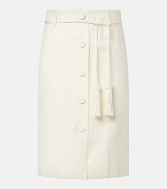 Elspeth belted wool midi skirt | Posse