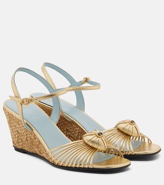 Wedge-Sandalen Cœur Royal aus Metallic-Leder | Valentino Garavani