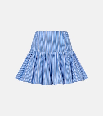 Striped cotton poplin miniskirt | Ganni