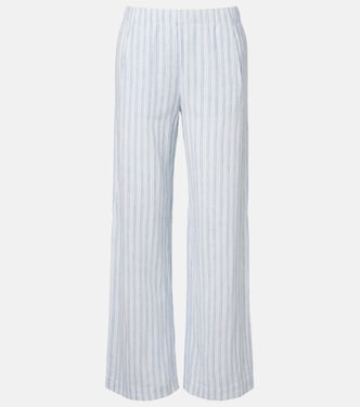 Pantalon ample Evony en coton et lin à rayures | Velvet