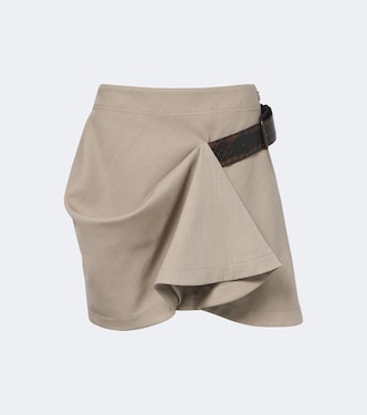 Intrecciato belted draped wool miniskirt | Bottega Veneta