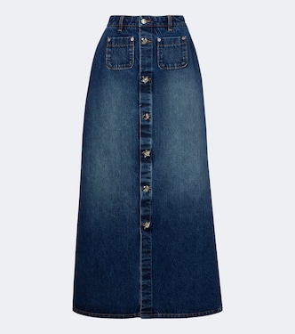 Embellished faded denim maxi skirt | Dolce&Gabbana