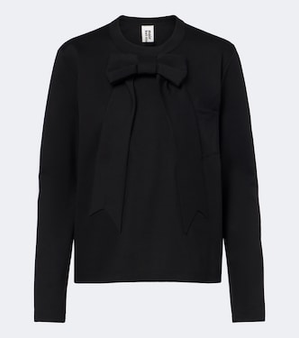 Bow-detail cotton jersey top | Noir Kei Ninomiya