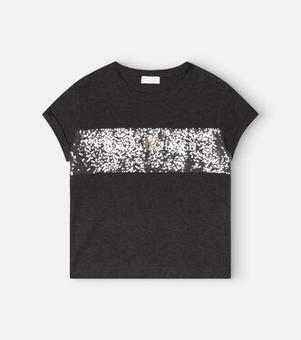 Embellished cotton jersey T-shirt | Brunello Cucinelli Kids