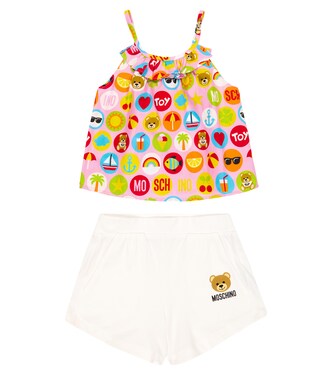 Cotton jersey tank top and shorts set | Moschino Kids