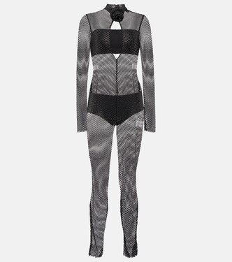 Crystal-embellished mesh jumpsuit | Giuseppe di Morabito
