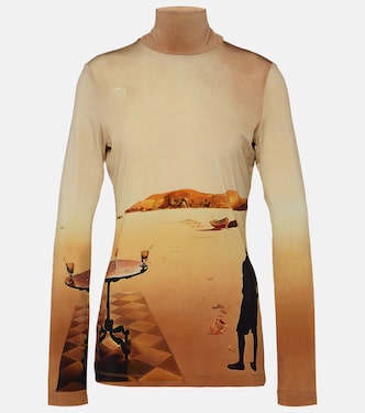 Printed jersey turtleneck top | Rabanne