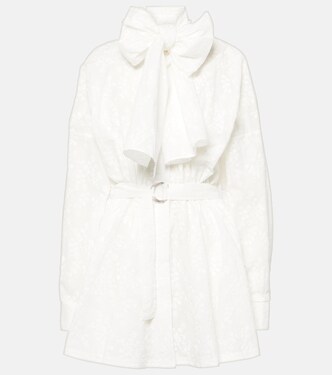 Bow-detail embroidered cotton minidress | Norma Kamali
