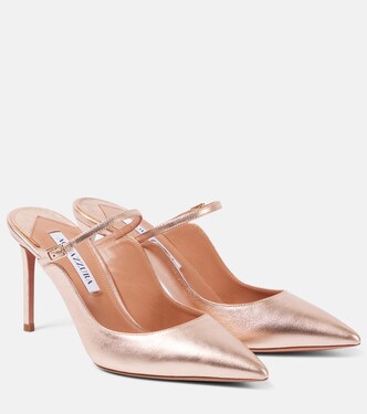 Mules Bellezza 85 en cuir métallisé | Aquazzura