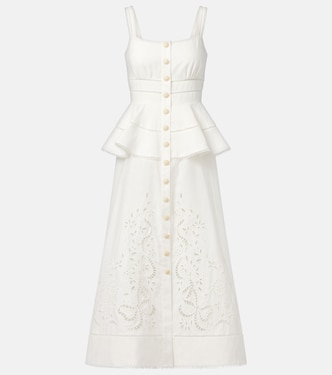 Robe midi en lin et coton | Self-Portrait