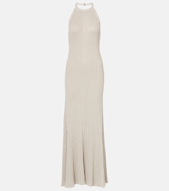 Ribbed-knit halterneck lamé maxi dress | Tom Ford