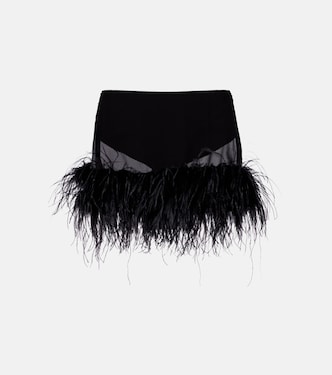 Sheer feather-trimmed miniskirt | The Attico
