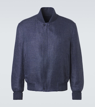 Leather-trimmed linen, wool, and silk bomber jacket | Berluti