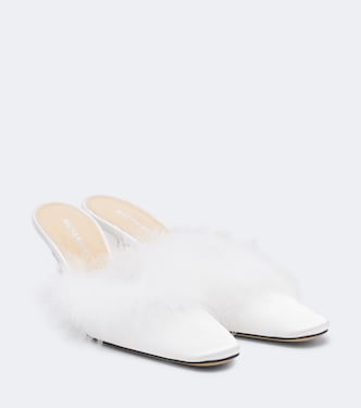 Bridal Mules mit Federn | Mach & Mach