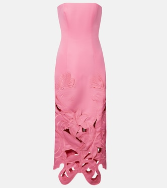 Rayna floral-appliqué linen-blend bustier gown | Leo Lin