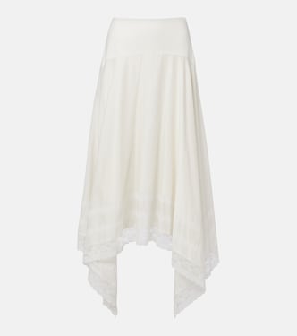 Ainsley lace-trimmed cotton voile midi skirt | Staud