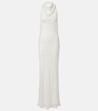 Roselle beaded halterneck organza maxi dress  | Staud