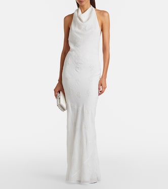 staud beaded white dress Grazia gathered linen mini dress - white