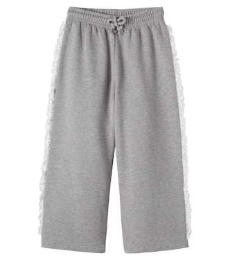 Ash lace-trimmed cotton jersey sweatpants | The New Society