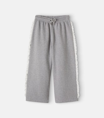 Ash lace-trimmed cotton jersey sweatpants | The New Society