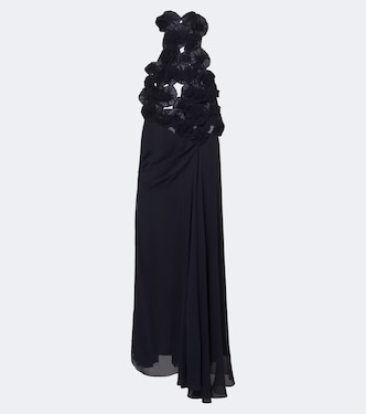 Cutout floral-appliqué silk gown | Victoria Beckham