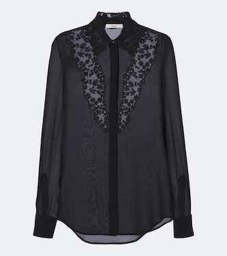 Hemd aus Seidengeorgette mit Spitze | Fendi