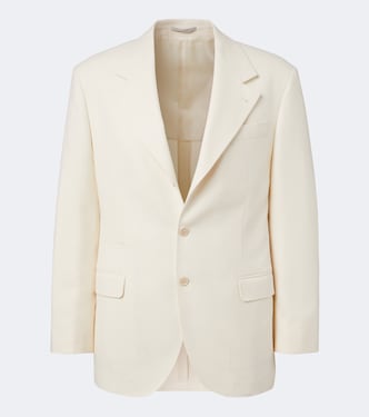 Herringbone wool and cotton blazer | Brunello Cucinelli