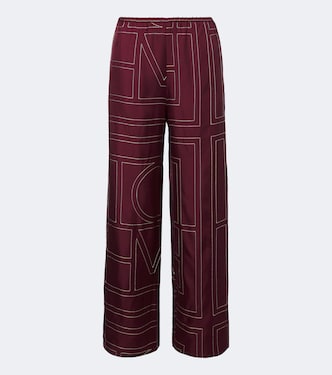 Monogram silk twill wide-leg pants | Toteme