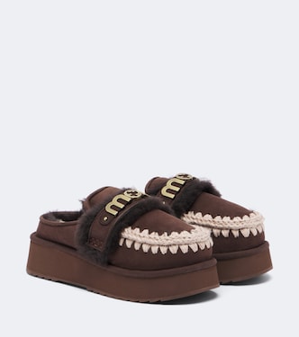 Mules platform in suede con shearling | Mou
