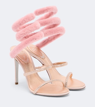 Cleo embellished shearling-trimmed sandals | Rene Caovilla