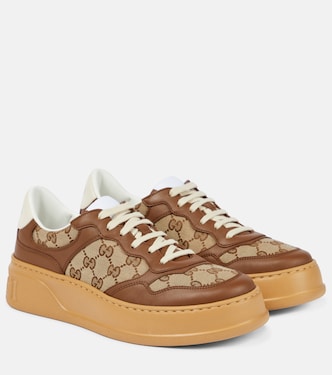GG Canvas leather-trimmed sneakers | Gucci